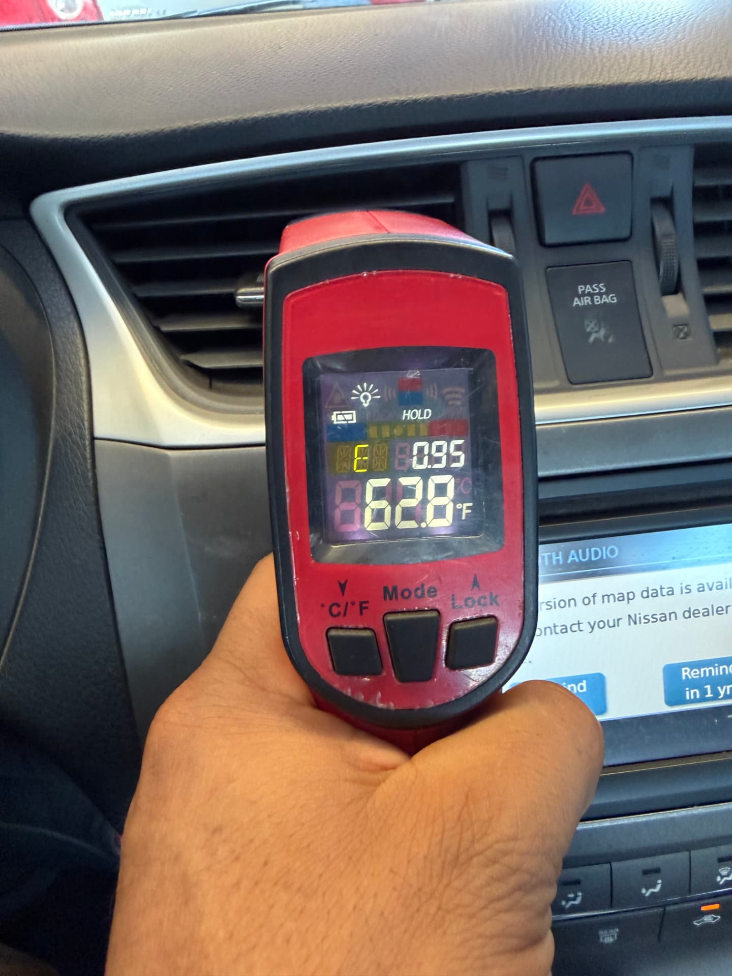 A/C vent temperature test at Rodas Auto Repair